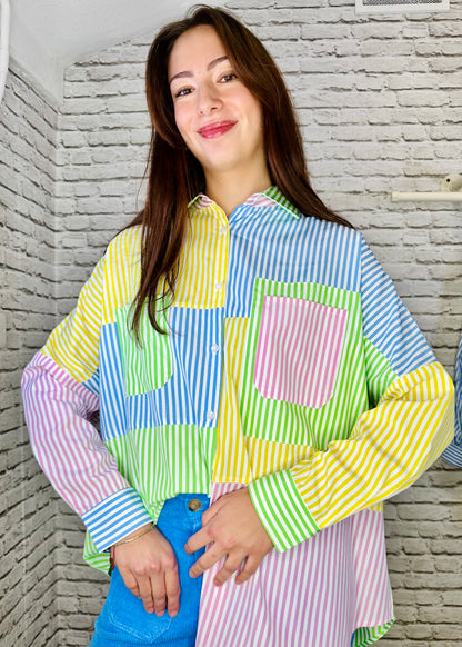 Stunning Spring Multi-Stripe Blouse