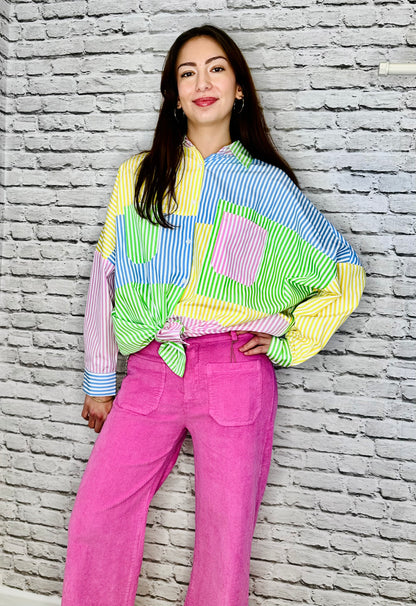 Stunning Spring Multi-Stripe Blouse