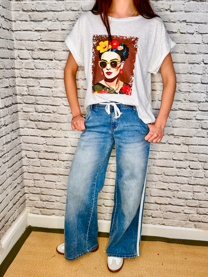 The Laxfield wide leg stripe jeans  dark denim