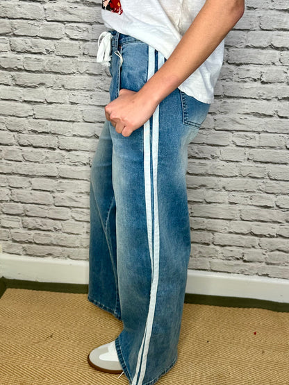 The Laxfield wide leg stripe jeans  dark denim