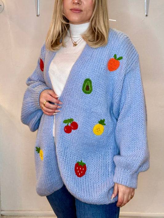 Be Fruity knit cardigan -  sky blue