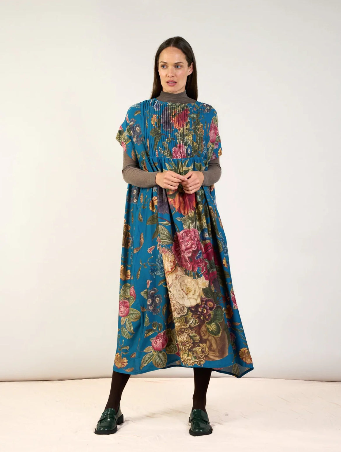 One Hundred Stars Primula Teal Pleat Dress