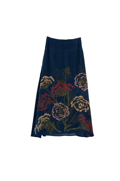 Blue Parsley Crepe A-line Maxi Skirt