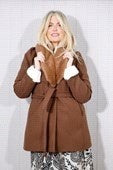Faux Fur Midi Belted Coat - Chocolate