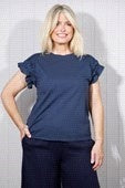 Ruffle Plain T-Shirt - Navy