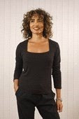 Long Sleeved Square Neck Top - Black