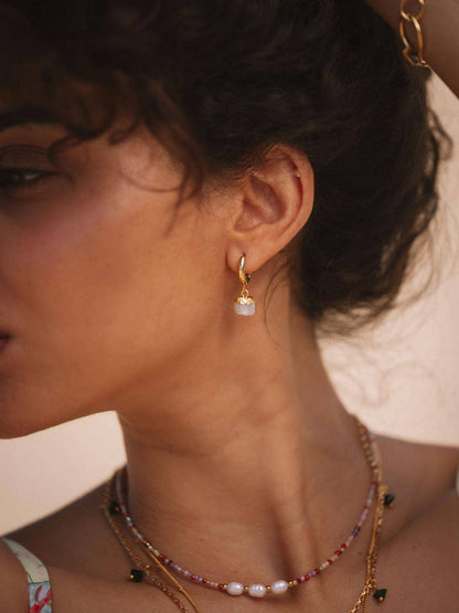 LUNA MOONSTONE HOOPS