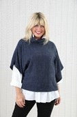 Cowl Poncho Top - Blue Jeans