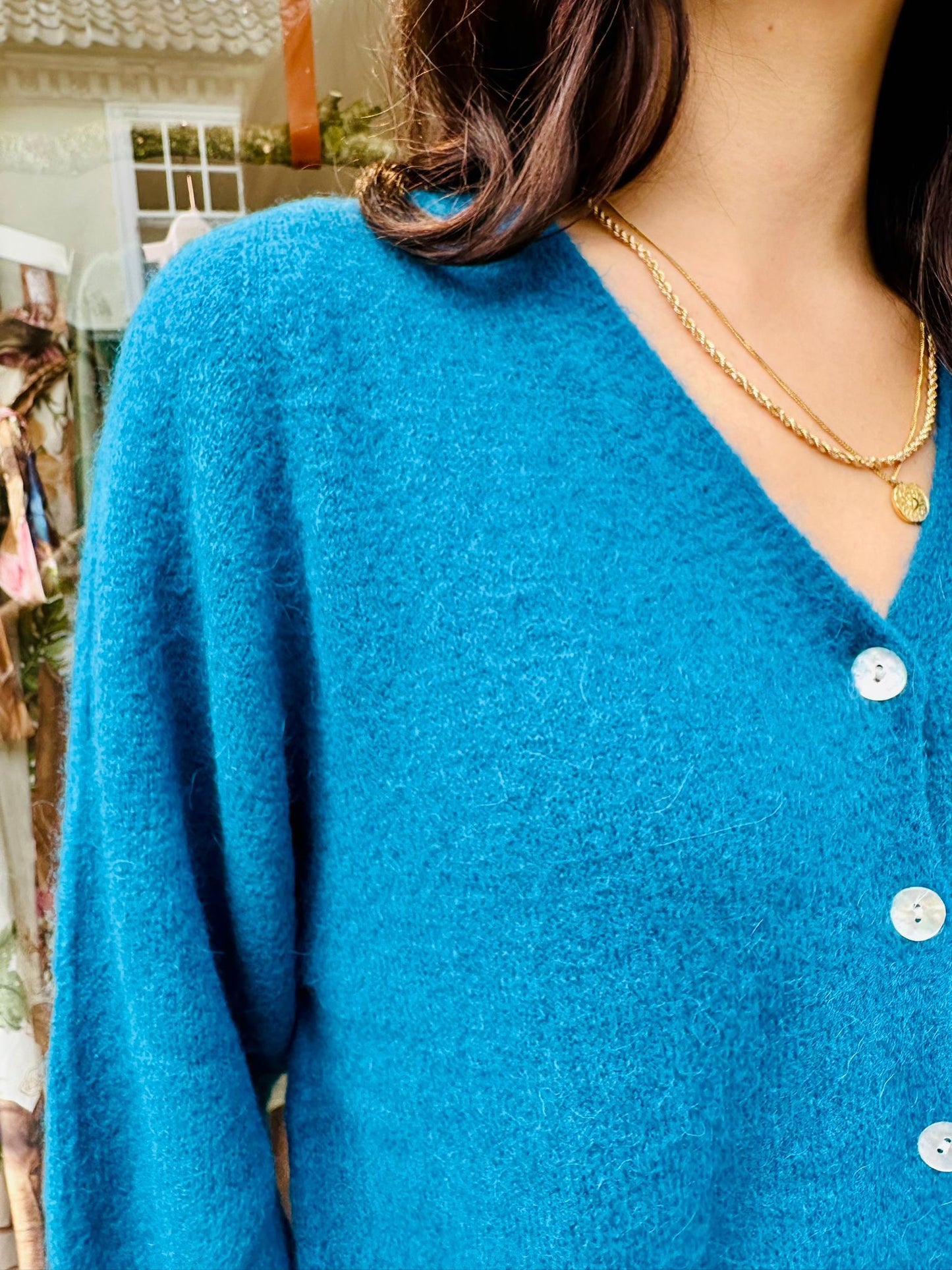 The Amie Alpaca mix knitted cardigan/jumper- Denim Blue