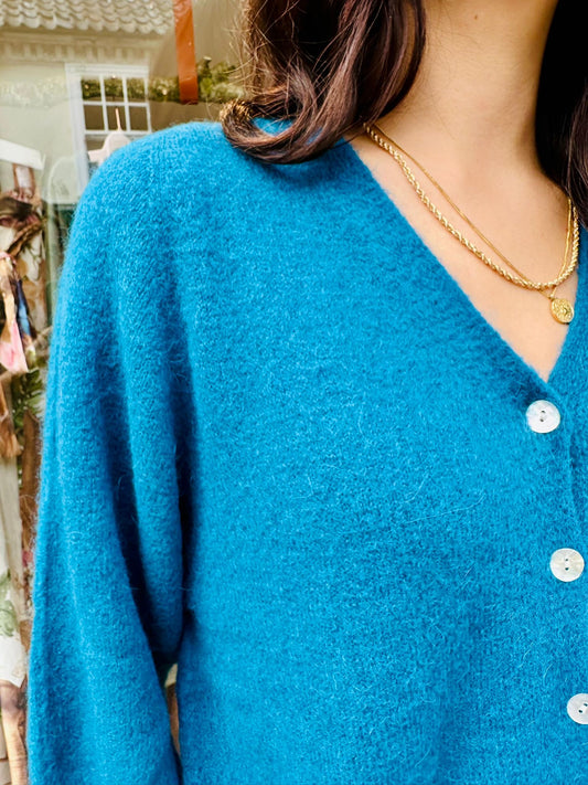 The Amie Alpaca mix knitted cardigan/jumper- Denim Blue