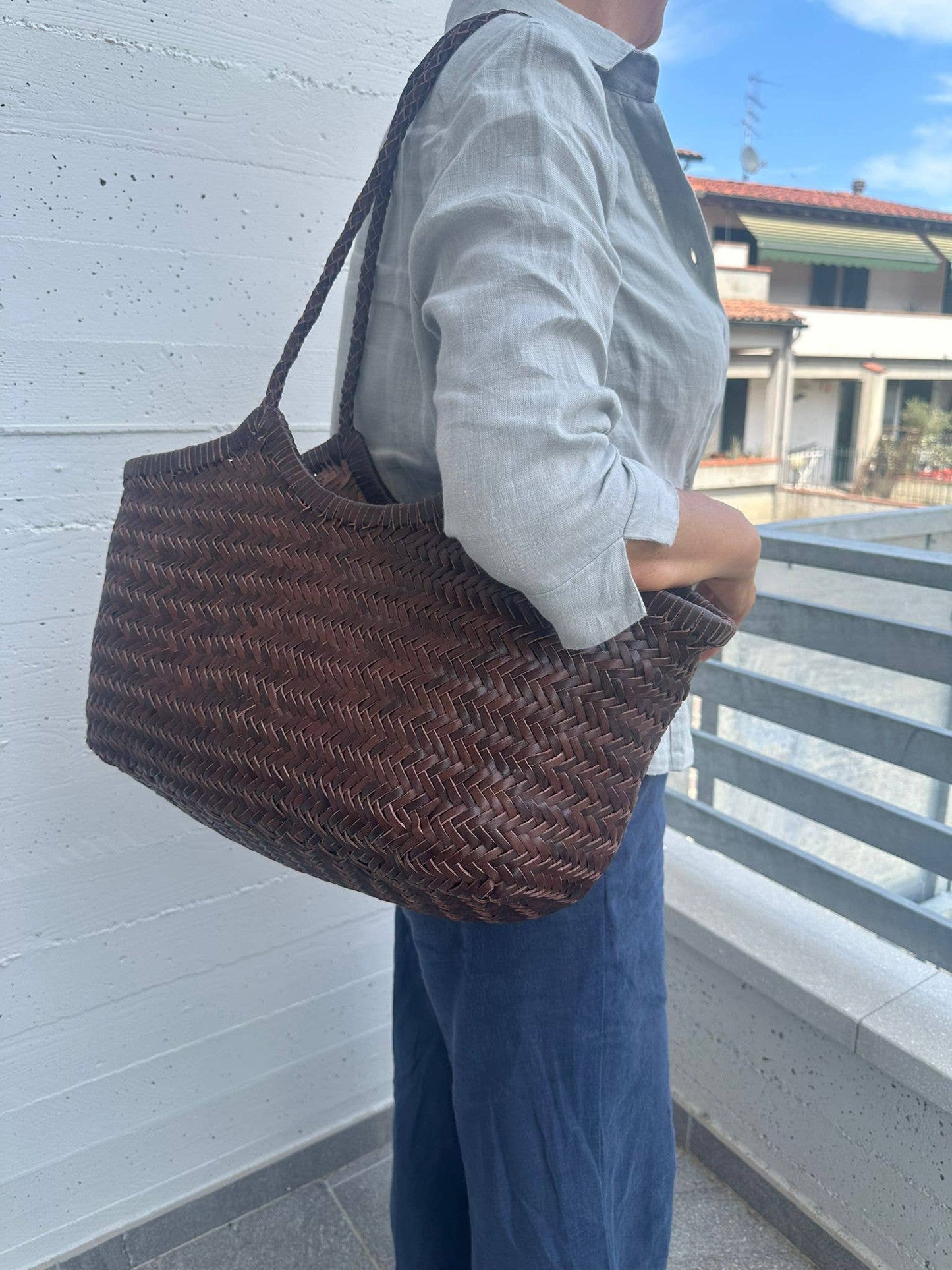 DORA PREMIUM - large hand-woven in genuine leather