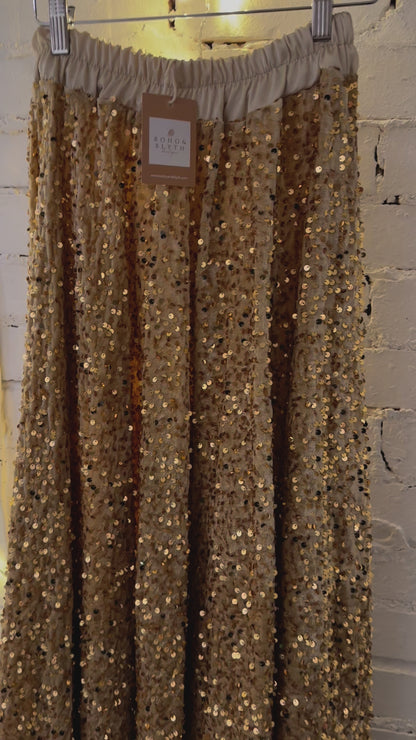 Sophie Velvet Sequin Skirt - gold