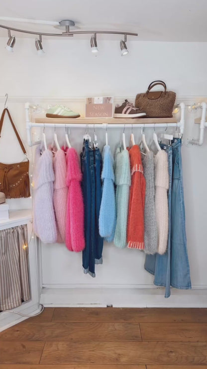 Pastel stripe bardot super soft jumper